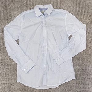 White Button Down - Blue Dotted